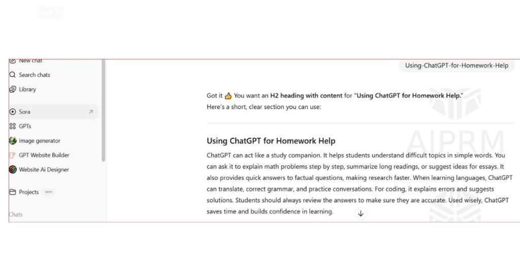 Using ChatGPT for Homework Help
