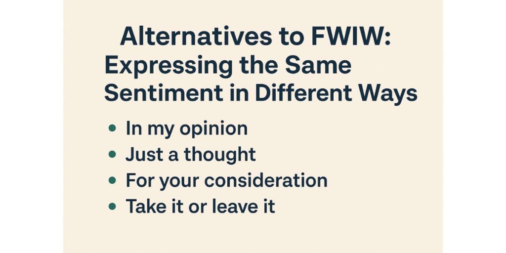 Alternatives to FWIW: Expressing the Same Sentiment in Different Ways